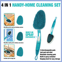 4-in-1 Handy Home Cleaning Set for Wood, Windows, and Mirrors with 3 Changeable Pads