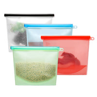 4-Pack Silicone Reusable Food Bags - Vacuum Seal & Storage Solution