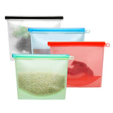 4-Pack Silicone Reusable Food Bags - Vacuum Seal & Storage Solution