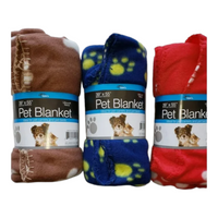 Soft Fleece Paw Print Pet Blanket - 39" x 55" - Assorted Colors (Single)