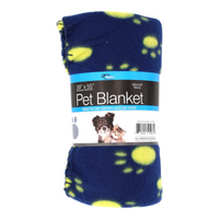 Soft Fleece Paw Print Pet Blanket - 39" x 55" - Assorted Colors (Single)