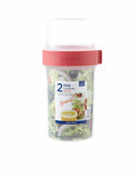 2-Way Container for Salads, Sauces, Fruits and Snacks- 760 mL