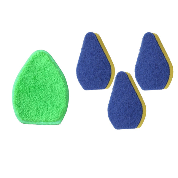 Clean Reach Cleaning Scrubber - Set of 3 Replacement Pads and 1 Microfiber Pad