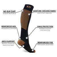 Copper Flux Anti-Fatigue Knee-High Compression Socks - Black - L/XL