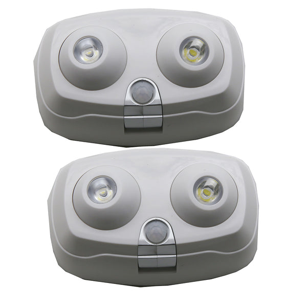 Dual Head Motion Sensor Light-Battery Operated Adjustable Motion Sensing 2 Pack