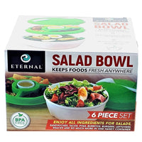 Salad Bowl & Lunch Box Set - Leak Proof - BPA-Free -6 Pieces Set -Large - Green