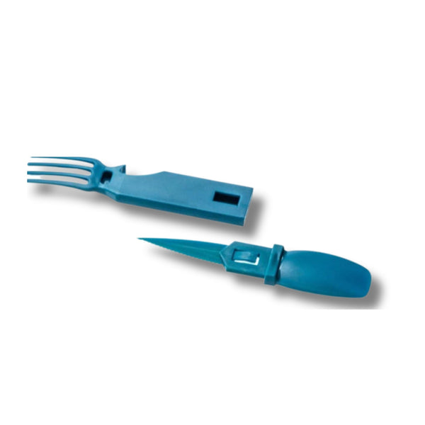 4-in-1 Snapatite+ Utensil Set - Spoon, Knife, Fork, Bottle Opener (Blue)