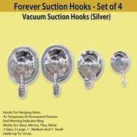 Forever Suction Hooks -  Set of 8 -  Vacuum Suction Hooks (Silver)