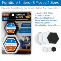 Furniture Sliders - 8 pieces-2 sizes(4 Small & 4 Large)