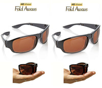 HD Vision Fold Aways Sunglasses Deluxe- 2 Pack (Black)