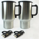 Twin Pack of Heating Auto Travel Mugs for On-the-Go Enjoyment