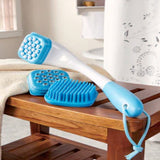 3-in-1 Long Reach Bath Brush Set Silicone Brush, Lotion Applicator Massager