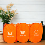 Popup Laundry Hamper Sorter Set of 3 with 2 Wash Bags