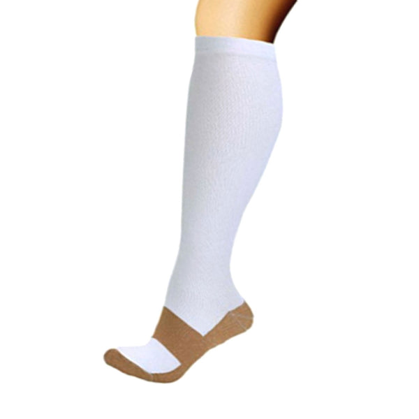 Miracle Copper Compression Socks - Large/Extra Large in White