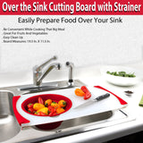 Over the Sink Cutting Board with Strainer