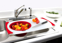 Over the Sink Cutting Board with Strainer