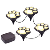 Set of 4 LED Paw Print Solar Power Outdoor Garden Lights