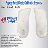 Peppy Feet Basic Orthotic Insoles - Men - X-Small ( 3-4.5)