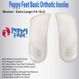 Peppy Feet Basic Orthotic Insoles - Women - Extra Large (14-16.5)