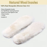 Natural Wool Insoles-100% Real Sheepskin (Women Size: 9.5)