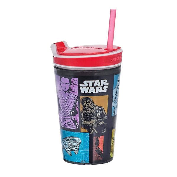 Snackeez Jr -  2-in-1 Snack & Drink Cup Star Wars 7 Movie Edition - Collage (Black Cup w/ Red Rim)