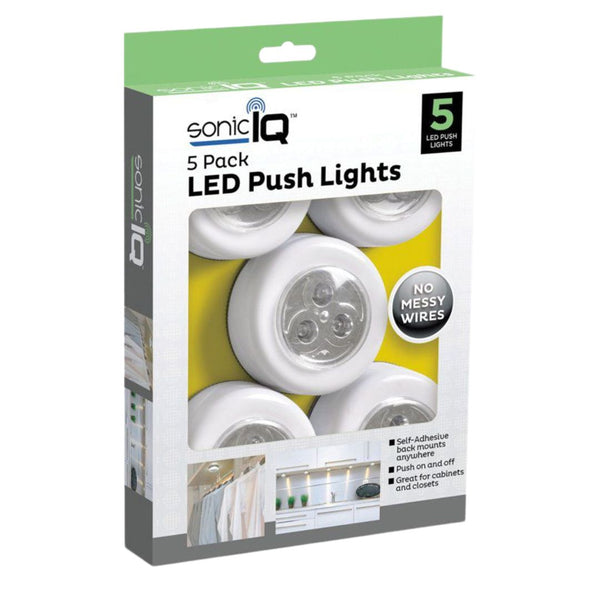 SonicIQ LED Push Lights - 5 Pack for Easy Illumination