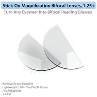 Stick-On Magnification Bifocal Lenses, 1.25+