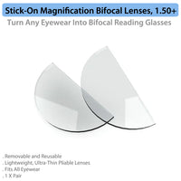 Stick-On Magnification Bifocal Lenses, 1.50+