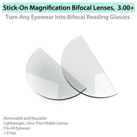 Stick-On Magnification Bifocal Lenses, 3.00+