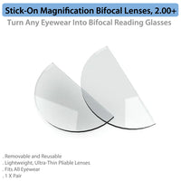 Stick-On Magnification Bifocal Lenses, 2.00+