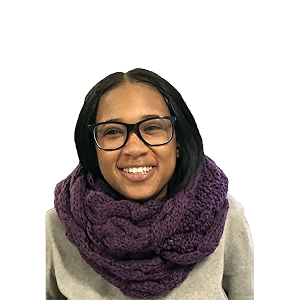 Twist Infinity Scarf (Purple) - Luxurious Cable Knit Design for Ultimate Warmth