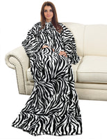 Warmie Designer Cozy Blanket with Sleeves- Zebra