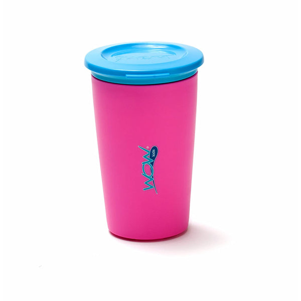 Wow Cup for Kids Original 360 Sippy Cup, Pink with Blue Lid, 9 oz