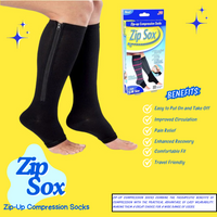 Zip Sox Zip-Up Compression Socks, Black - Small/Medium