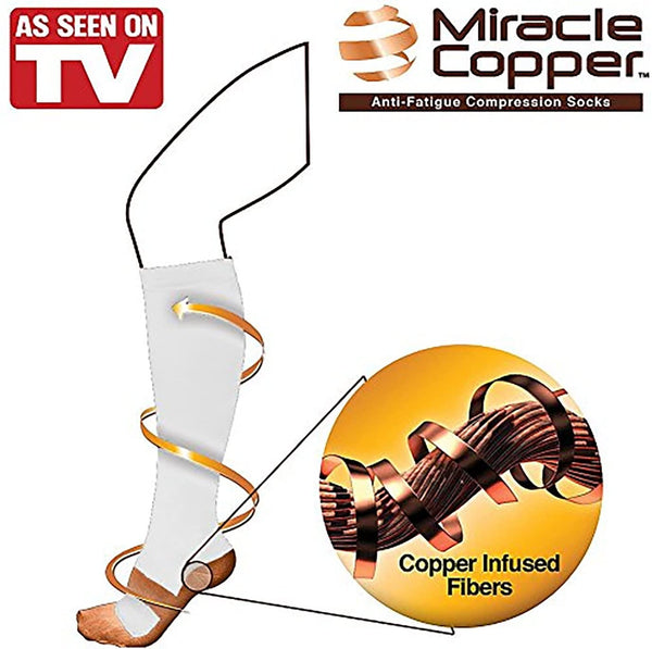 Miracle Copper Compression Socks , White L/XL